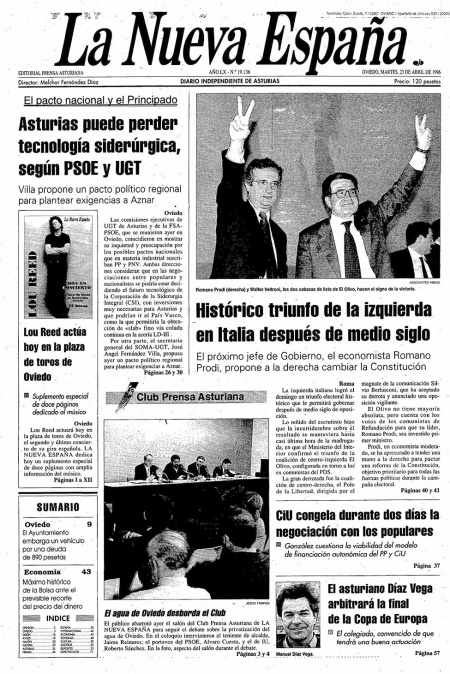 Portada Martes 23 de  de 1996