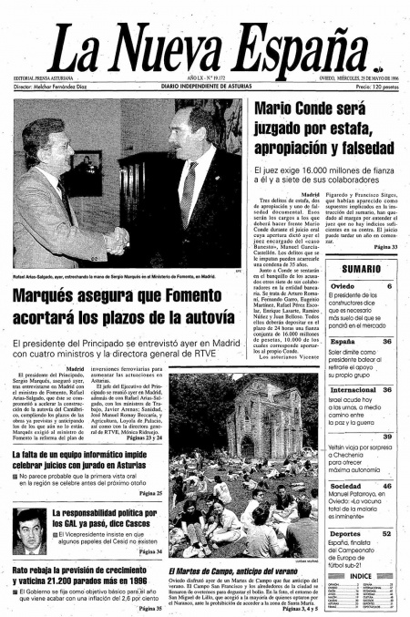 Portada Miércoles 29 de  de 1996
