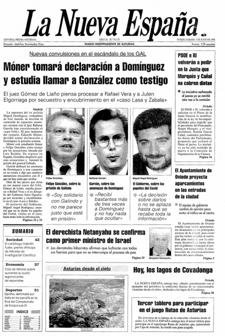 Portada Sábado 1 de  de 1996