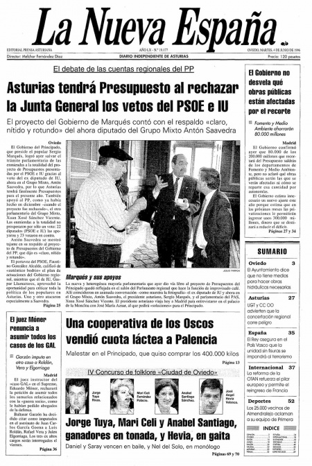 Portada Martes 4 de  de 1996