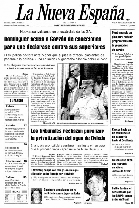 Portada Jueves 6 de  de 1996