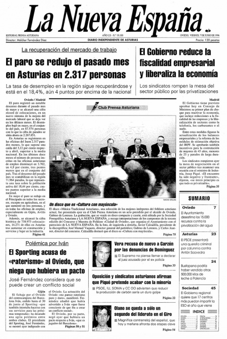 Portada Viernes 7 de  de 1996