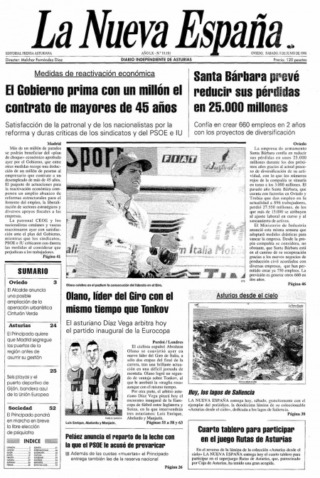 Portada Sábado 8 de  de 1996