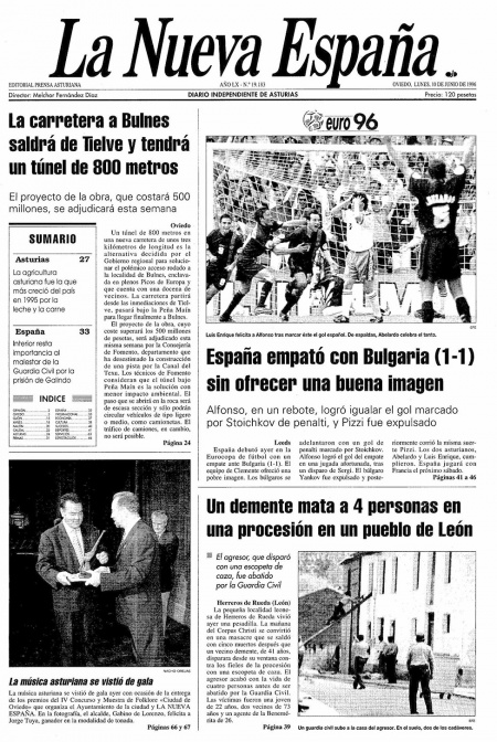 Portada Lunes 10 de  de 1996