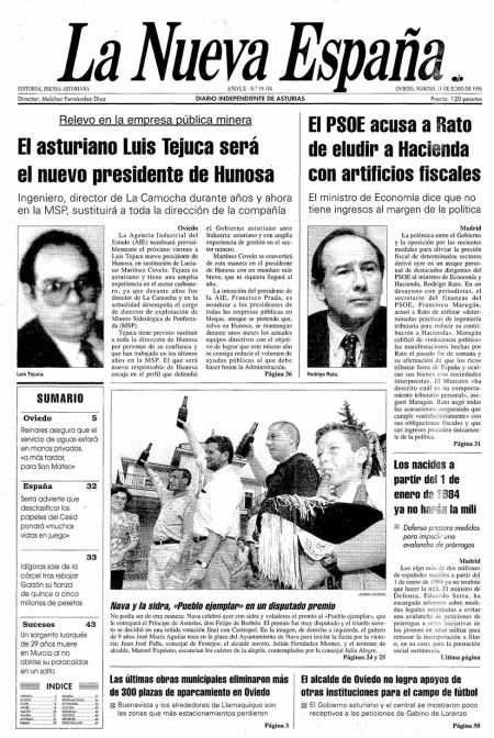Portada Martes 11 de  de 1996