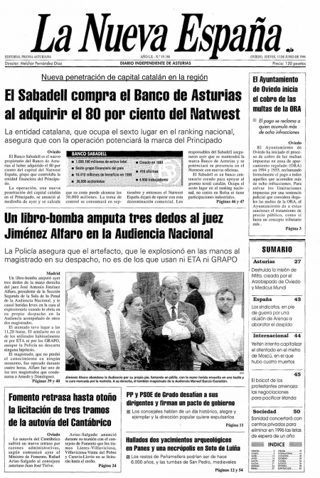 Portada Jueves 13 de  de 1996