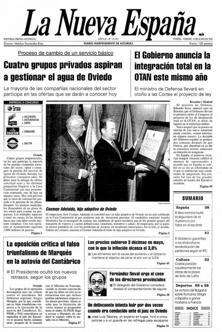 Portada Viernes 14 de  de 1996