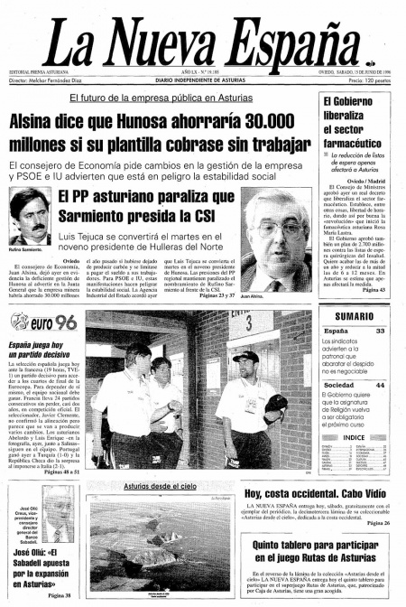Portada Sábado 15 de  de 1996