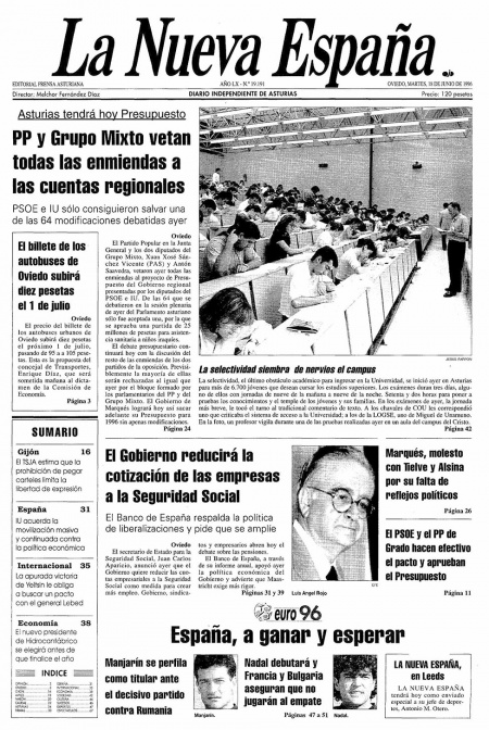 Portada Martes 18 de  de 1996