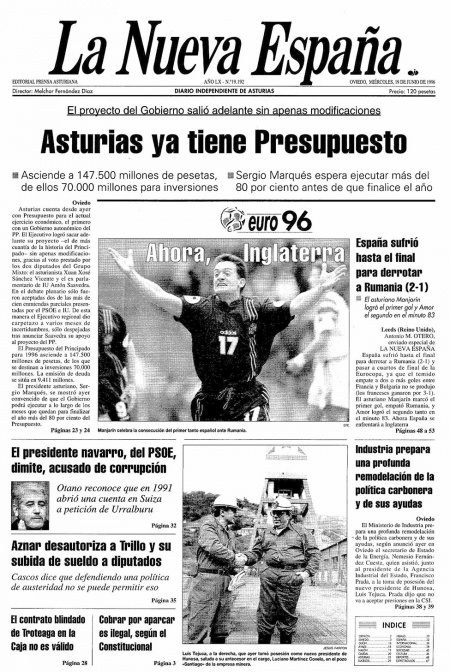 Portada Miércoles 19 de  de 1996