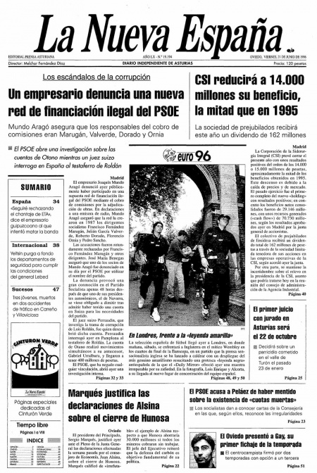 Portada Viernes 21 de  de 1996