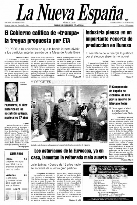 Portada Lunes 24 de  de 1996