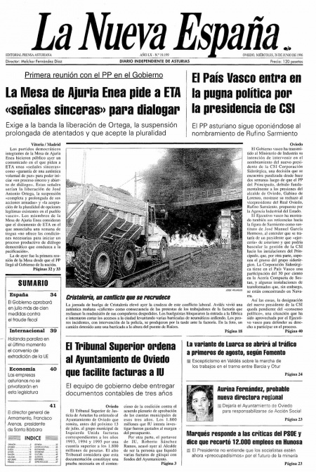 Portada Miércoles 26 de  de 1996