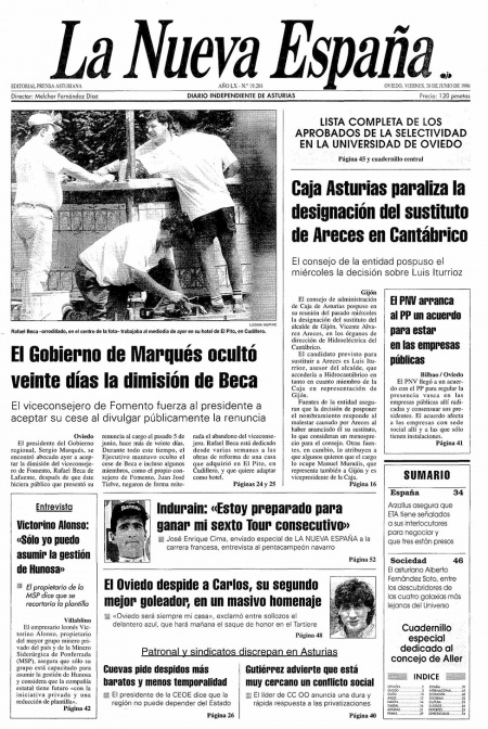 Portada Viernes 28 de  de 1996