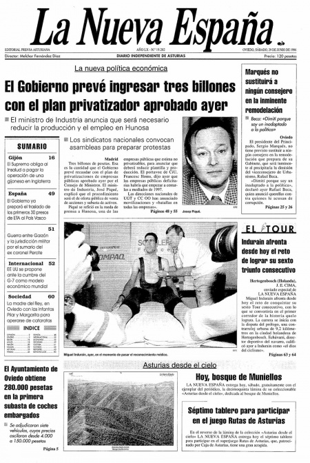 Portada Sábado 29 de  de 1996