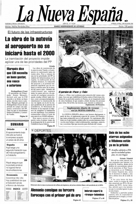 Portada Lunes 1 de  de 1996