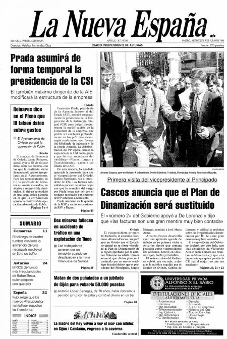 Portada Miércoles 3 de  de 1996