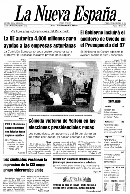 Portada Jueves 4 de  de 1996