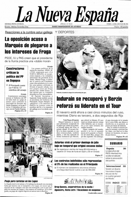 Portada Lunes 8 de  de 1996