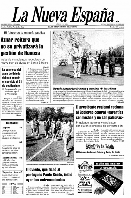 Portada Martes 16 de  de 1996