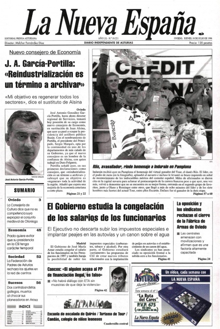 Portada Jueves 18 de  de 1996