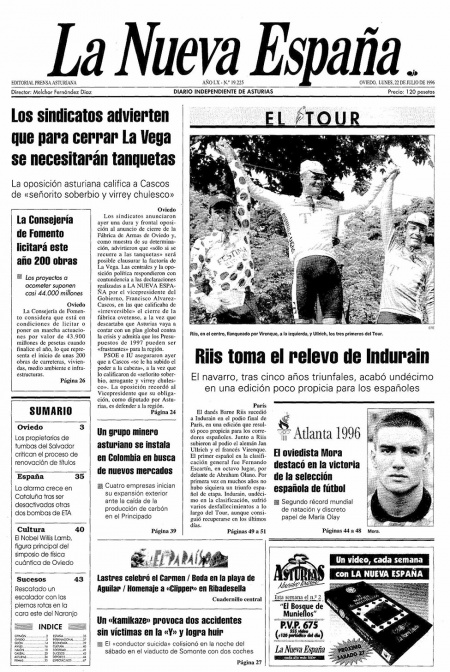 Portada Lunes 22 de  de 1996