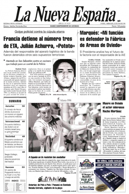 Portada Miércoles 24 de  de 1996