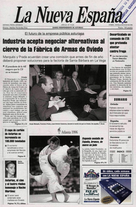 Portada Jueves 25 de  de 1996