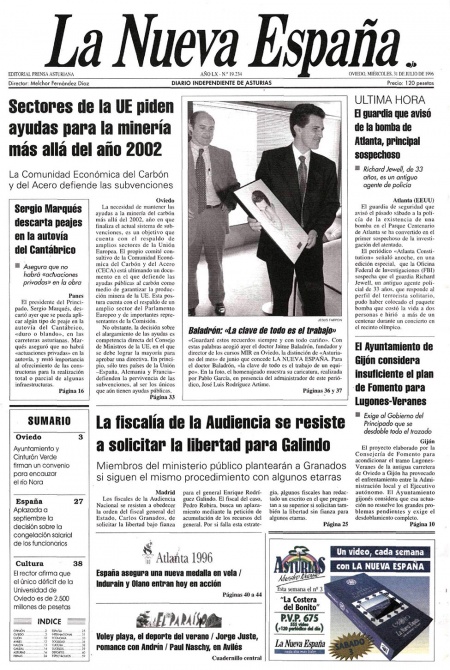 Portada Miércoles 31 de  de 1996