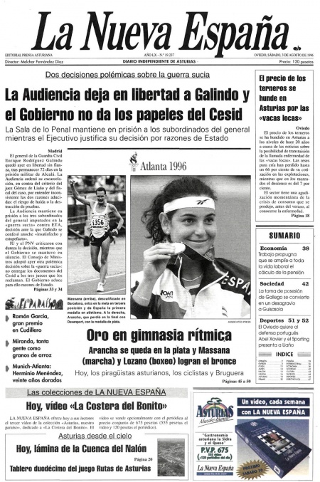 Portada Sábado 3 de  de 1996