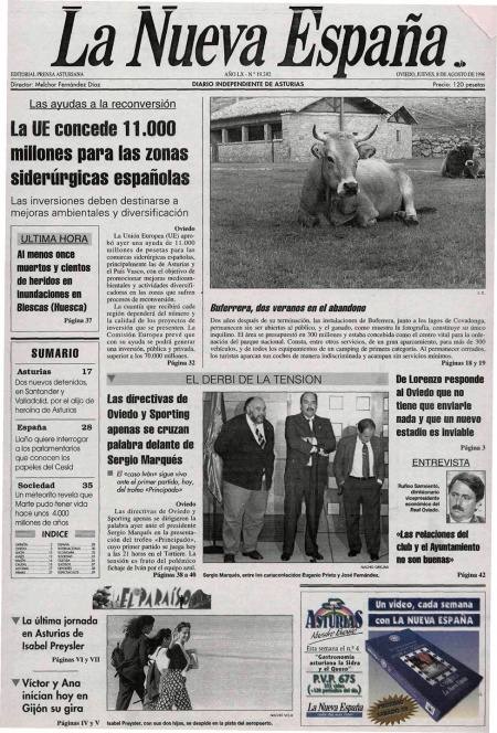 Portada Jueves 8 de  de 1996
