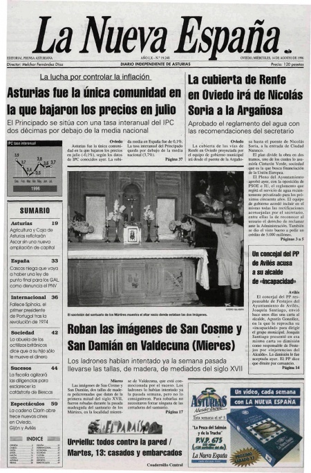 Portada Miércoles 14 de  de 1996