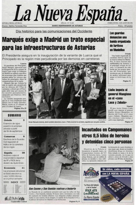Portada Jueves 15 de  de 1996