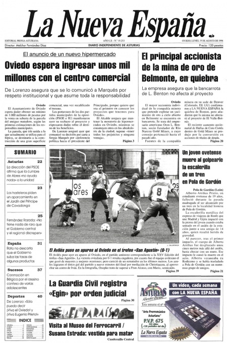 Portada Lunes 19 de  de 1996