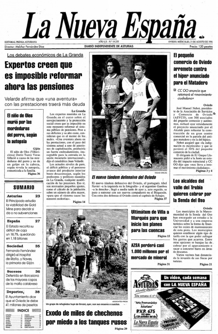 Portada Miércoles 21 de  de 1996
