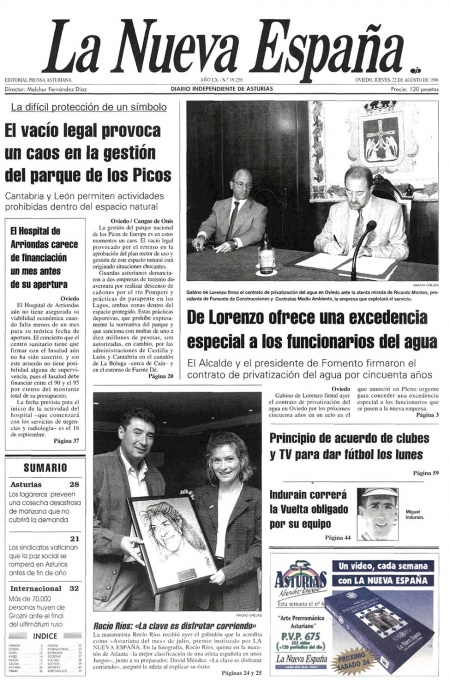 Portada Jueves 22 de  de 1996