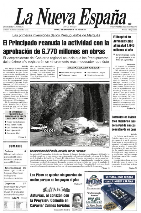 Portada Viernes 23 de  de 1996