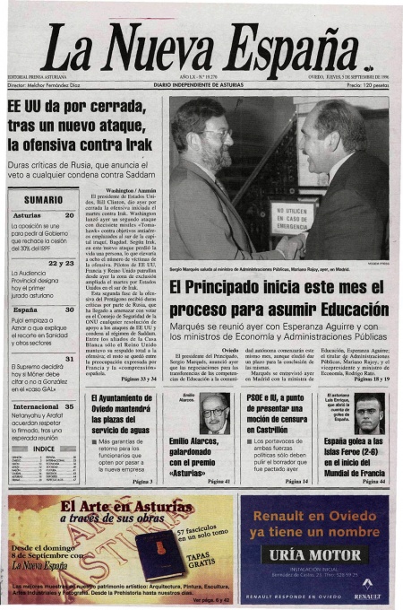 Portada Jueves 5 de  de 1996