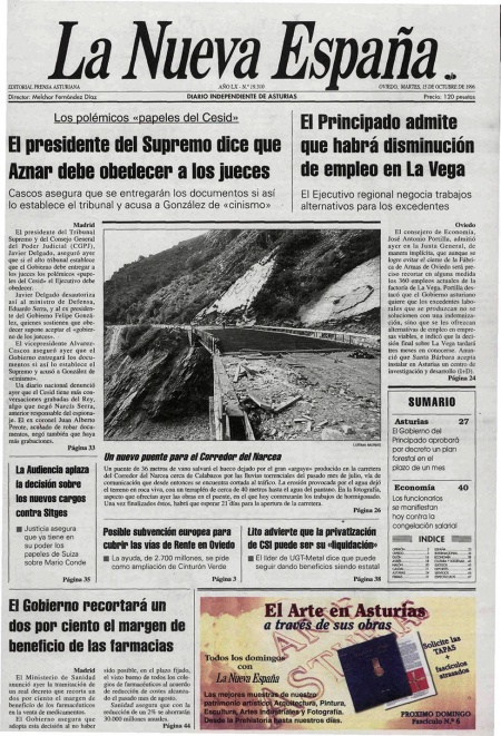 Portada Martes 15 de Octubre de 1996