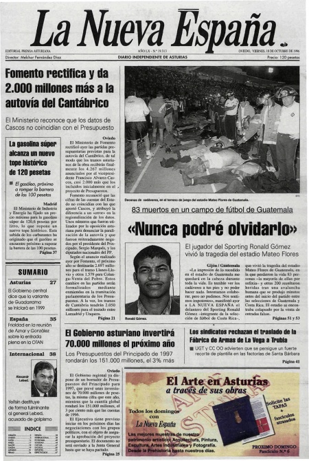 Portada Viernes 18 de Octubre de 1996