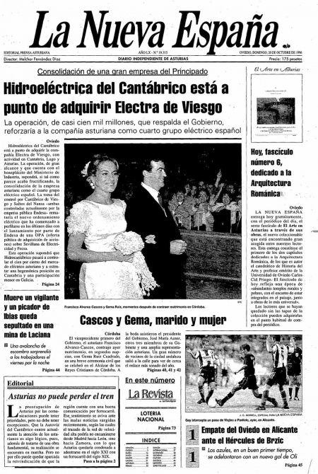 Portada Domingo 20 de Octubre de 1996