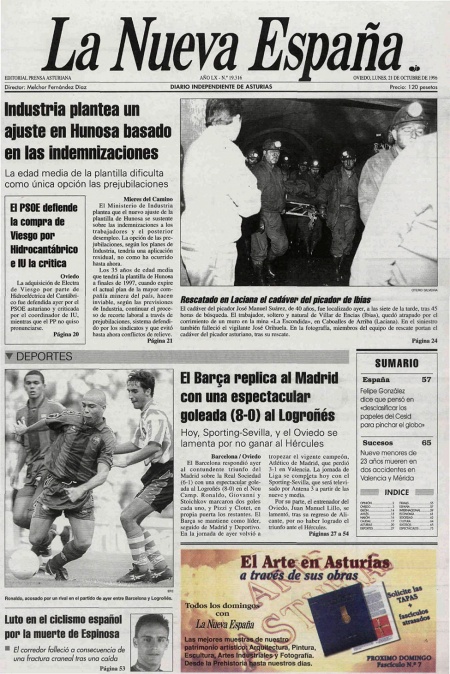 Portada Lunes 21 de Octubre de 1996