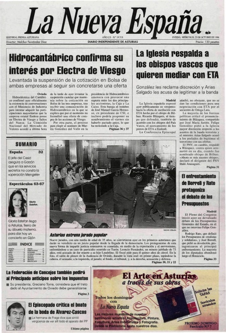 Portada Miércoles 23 de Octubre de 1996
