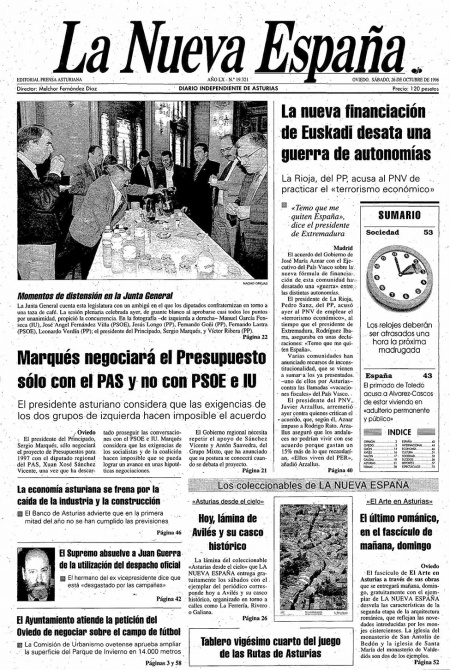 Portada Sábado 26 de Octubre de 1996