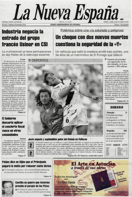 Portada Lunes 28 de Octubre de 1996