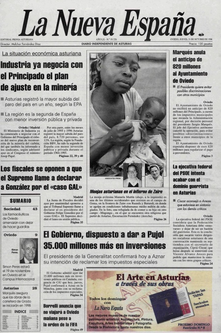 Portada Jueves 31 de Octubre de 1996