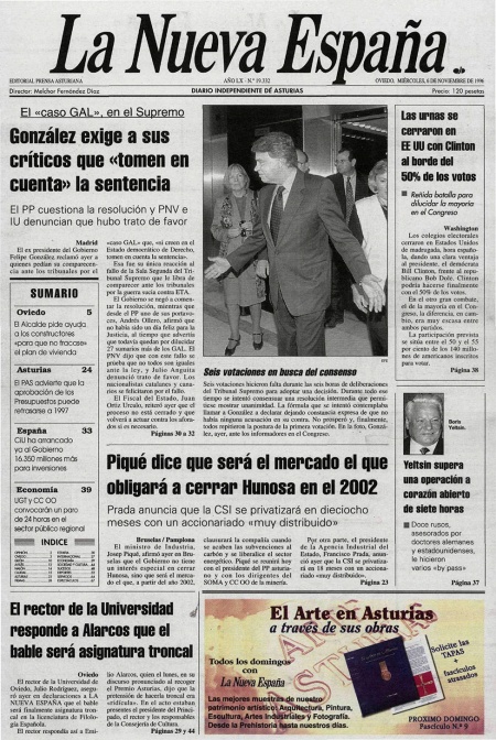 Portada Miércoles 6 de Noviembre de 1996