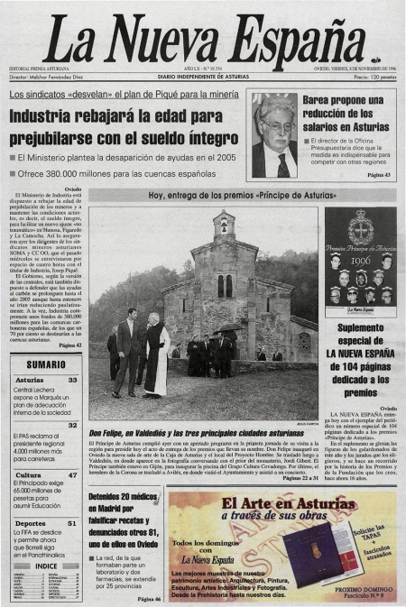 Portada Viernes 8 de Noviembre de 1996