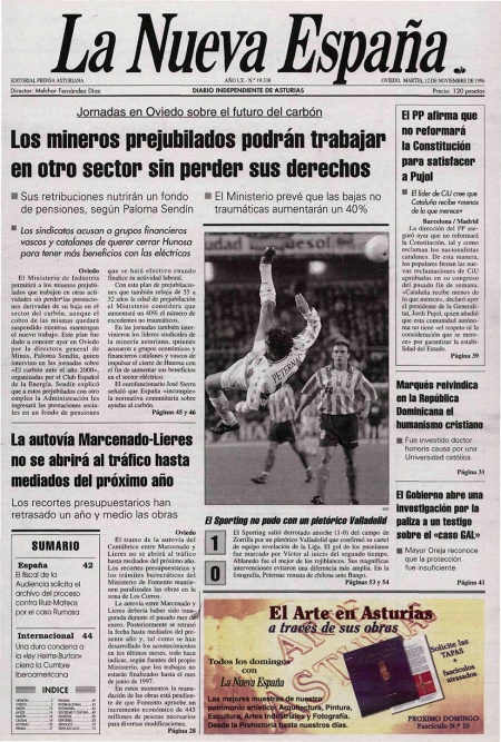 Portada Martes 12 de Noviembre de 1996