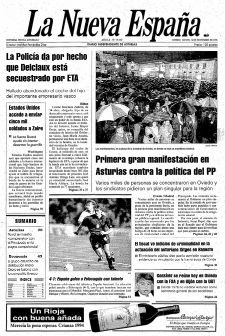 Portada Jueves 14 de Noviembre de 1996